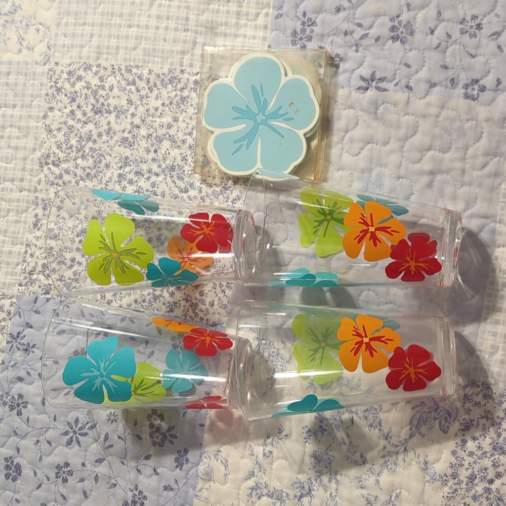 Target Hibiscus Tumblers And Coasters